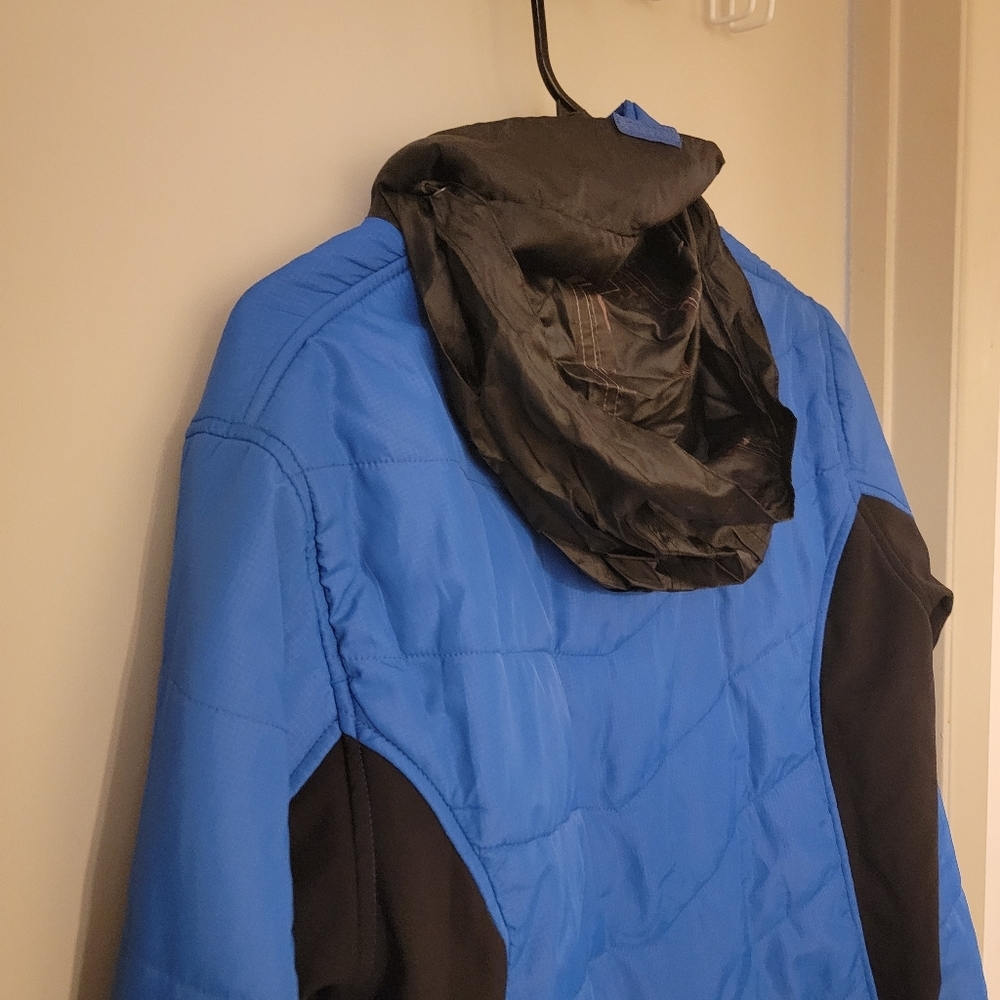 Crane Ski Pro Jacket Blue/Black Hidden Hood in Collar Full Zip Size L - Picture 6 of 6